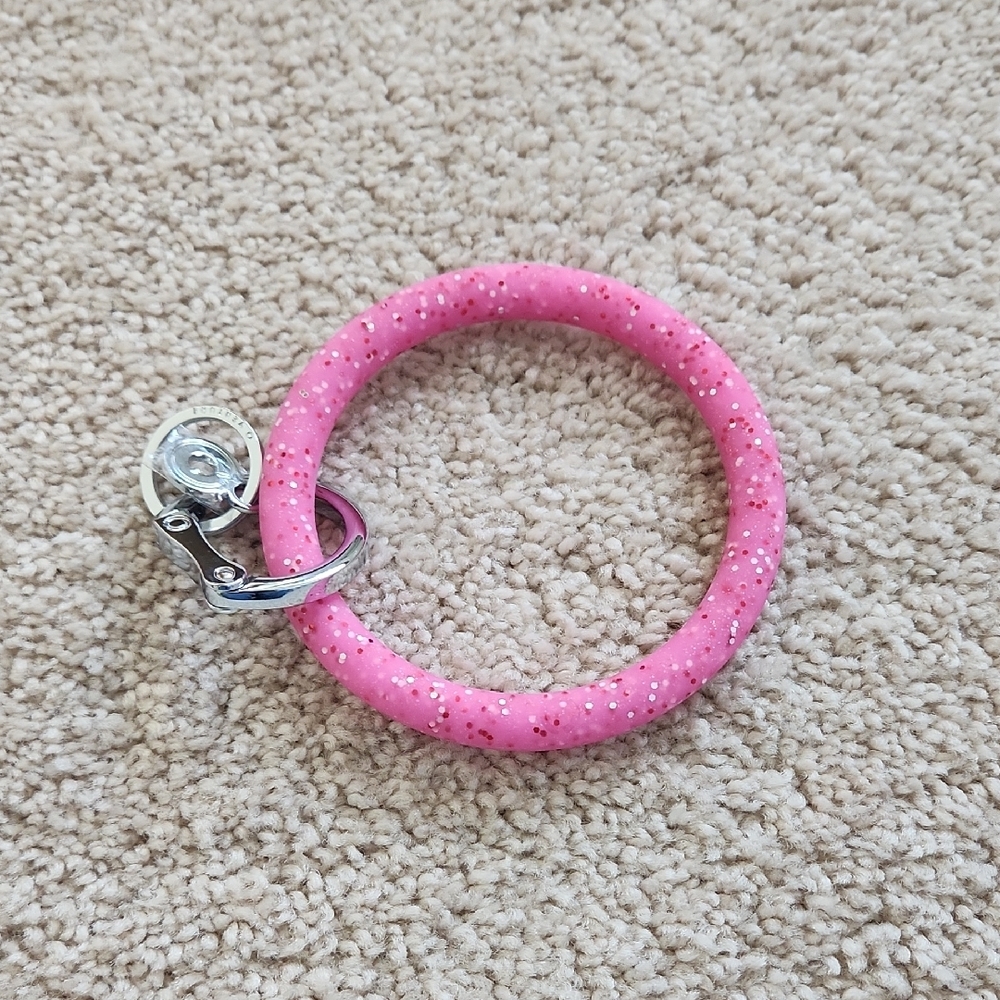 Pink Glitter Keychain Bracelet